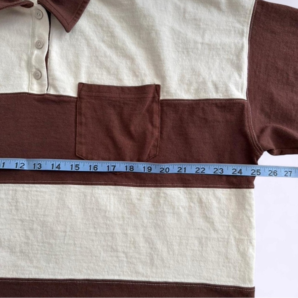 Madewell Rugby Shirt Brown Ivory Made in Peru Relaxed Preppy - Picture 7 of 8